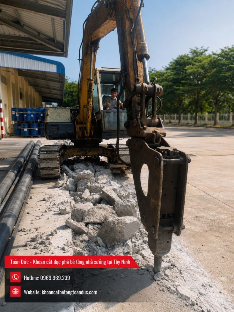 Khoan cắt đục phá bê tông nhà xưởng tại Tây Ninh
