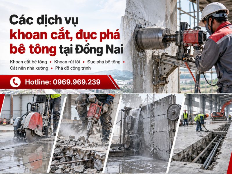 Các dịch vụ khoan cắt, đục phá bê tông tại Đồng Nai