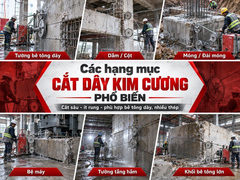 Các hạng mục cắt dây kim cương phổ biến
