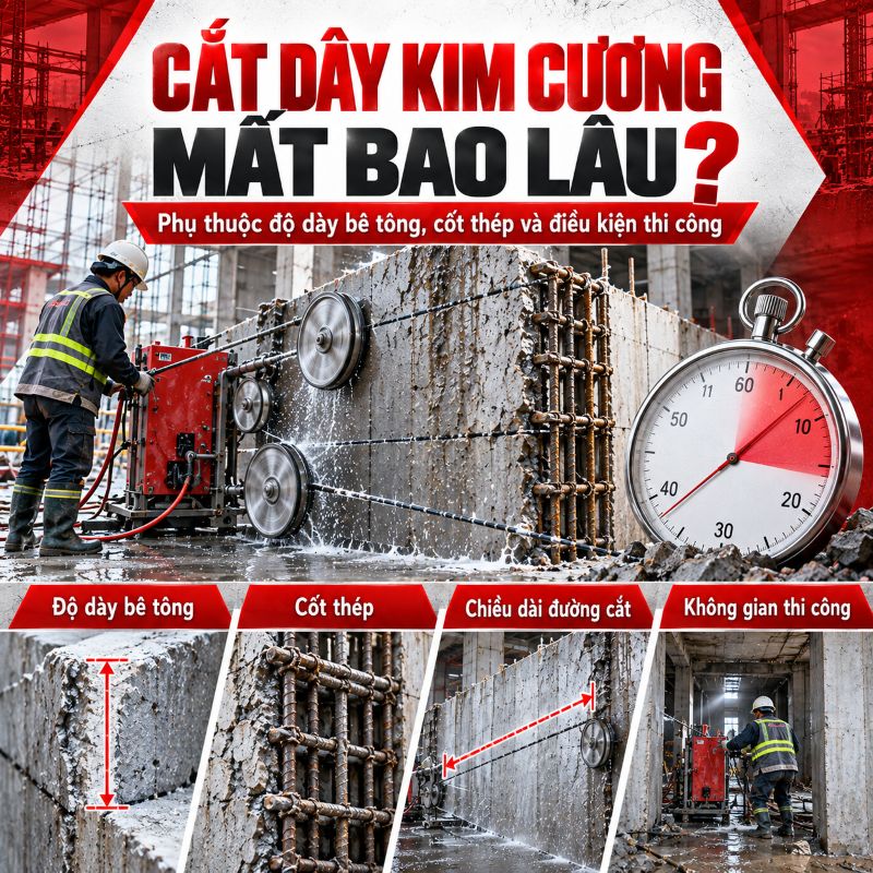 Cắt dây kim cương mất bao lâu?