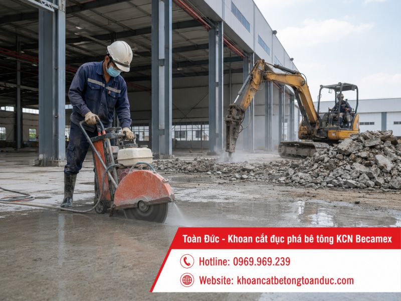 Khoan cắt đục phá bê tông KCN Becamex