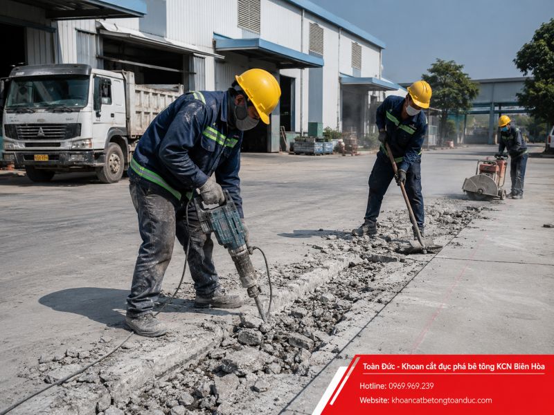 Khoan cắt đục phá bê tông KCN Biên Hòa