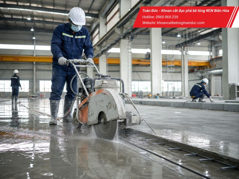 Khoan cắt đục phá bê tông KCN Biên Hòa