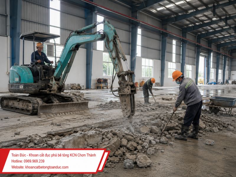 Khoan cắt đục phá bê tông KCN Chơn Thành