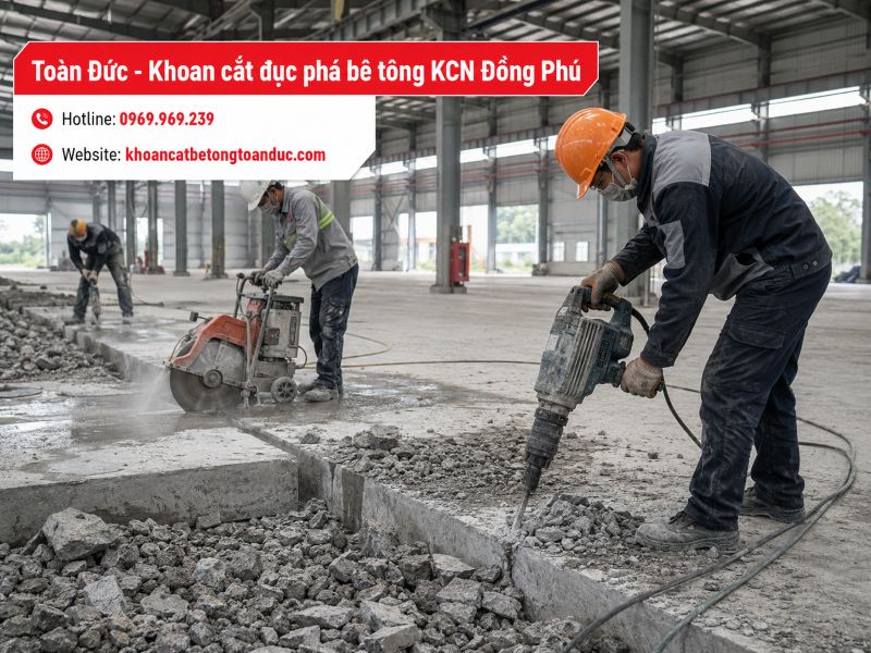 Khoan cắt đục phá bê tông KCN Đồng Phú