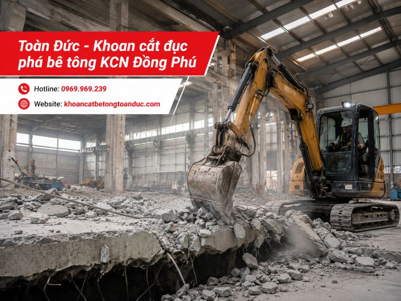 Khoan cắt đục phá bê tông KCN Đồng Phú