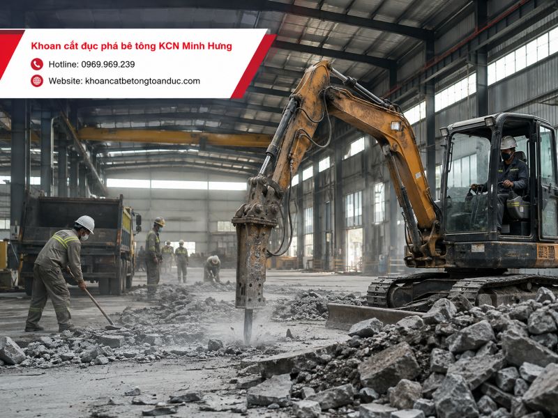 Khoan cắt đục phá bê tông KCN Minh Hưng