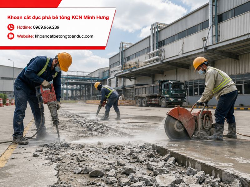 Khoan cắt đục phá bê tông KCN Minh Hưng