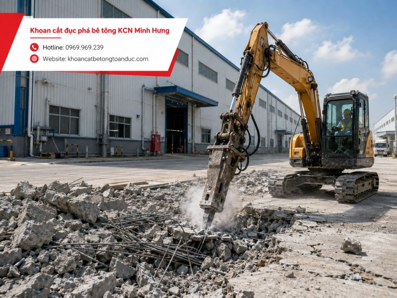 Khoan cắt đục phá bê tông KCN Minh Hưng