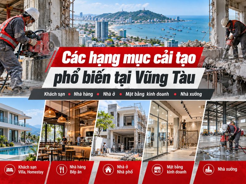 Các hạng mục cải tạo phổ biến tại Vũng Tàu