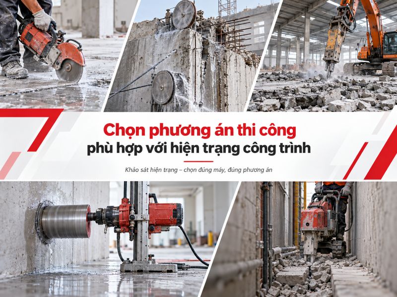 Chọn phương án thi công phù hợp với hiện trạng công trình