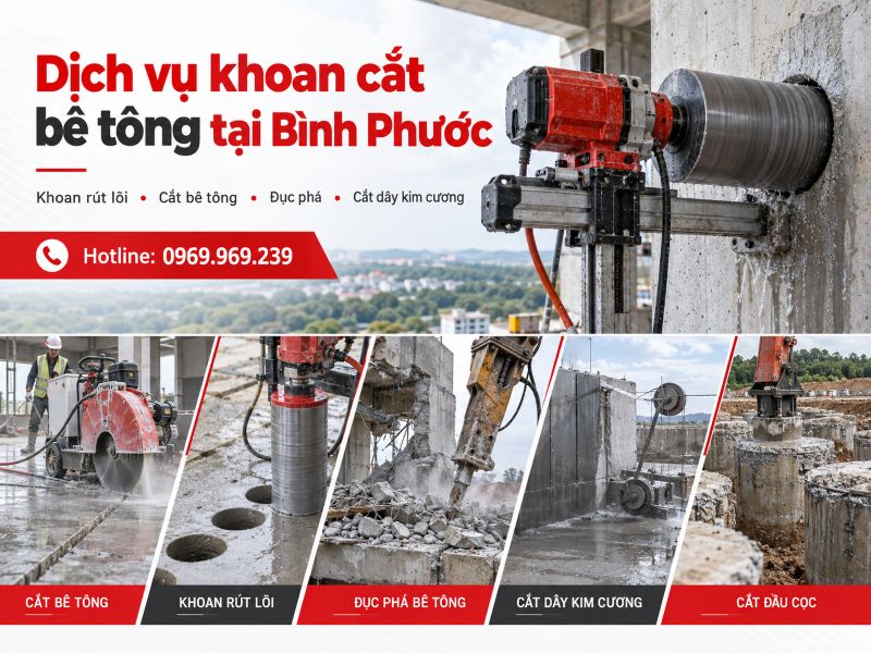 Dịch vụ khoan cắt bê tông tại Bình Phước