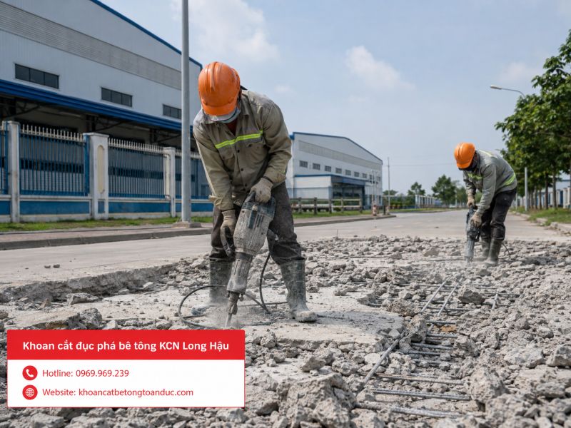 Khoan cắt đục phá bê tông KCN Long Hậu