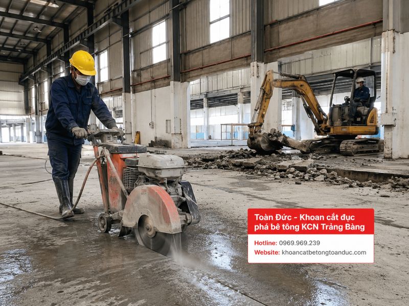 Khoan cắt đục phá bê tông KCN Trảng Bàng