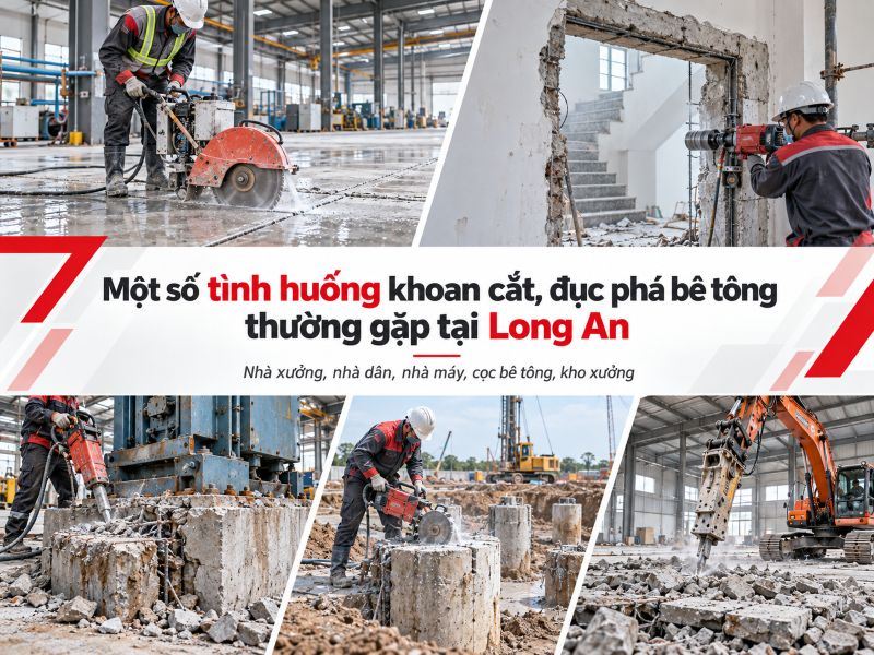 Một số tình huống khoan cắt, đục phá bê tông thường gặp tại Long An