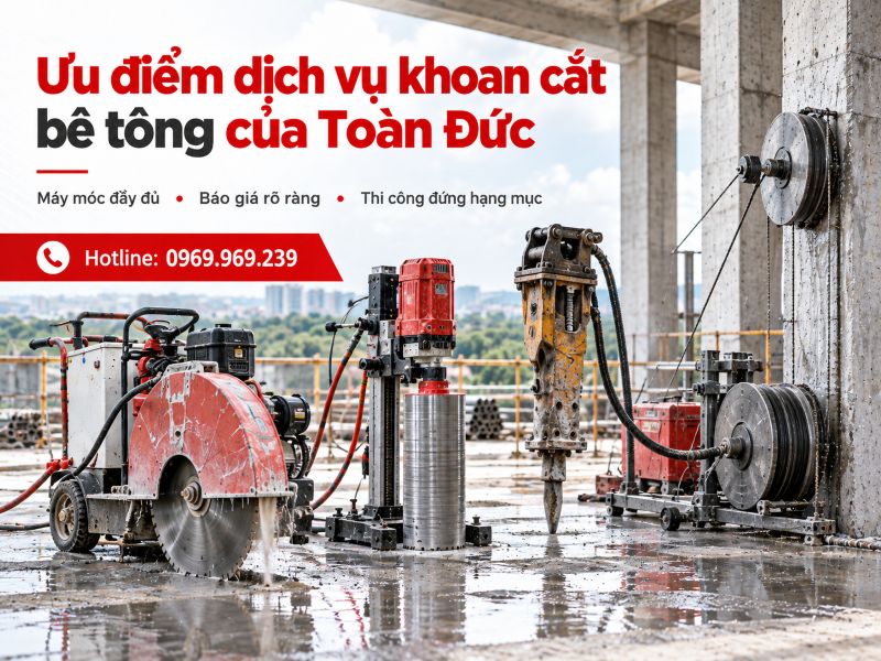 Ưu điểm dịch vụ khoan cắt bê tông của Toàn Đức