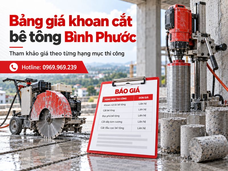 Bảng giá khoan cắt bê tông Bình Phước
