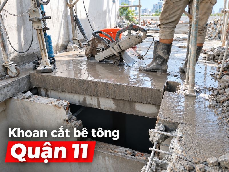 Khoan cắt bê tông Quận 11 - Có mặt nhanh, thi công tận nơi
