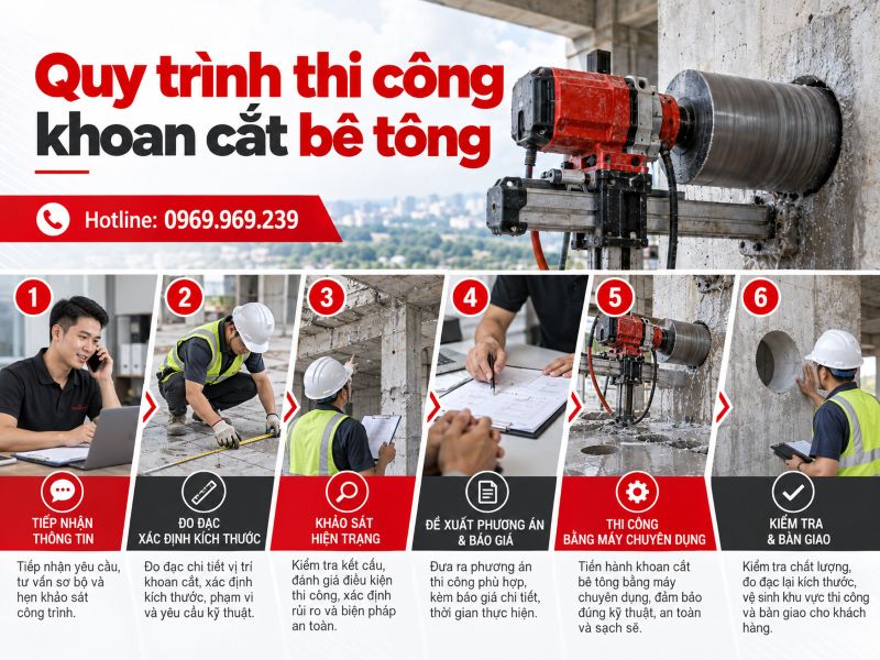 Quy trình thi công khoan cắt bê tông