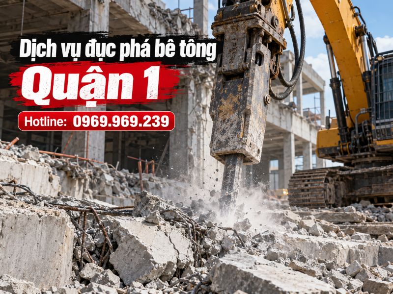 Dịch vụ đục phá bê tông Quận 1 - Nhận phá dỡ nhanh, báo giá tận nơi