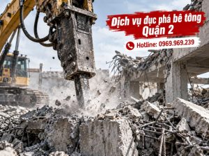 Dịch vụ đục phá bê tông Quận 2, phá dỡ nhanh, báo giá tận nơi