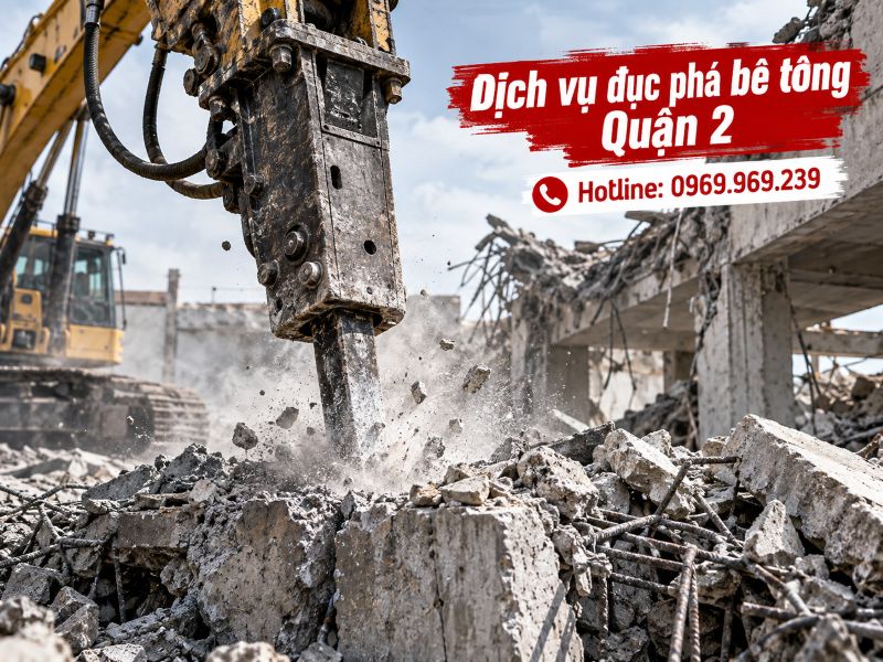 Dịch vụ đục phá bê tông Quận 2, phá dỡ nhanh, báo giá tận nơi