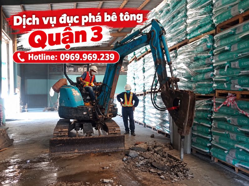 Dịch vụ đục phá bê tông Quận 3, phá dỡ nhanh, báo giá tận nơi
